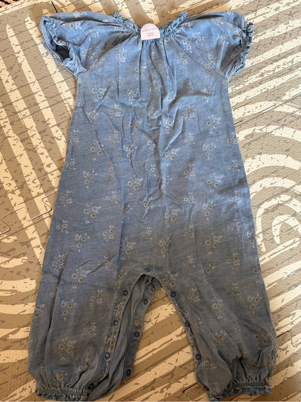 Nordstrom Light Blue Floral Baby Footie Romper